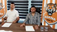 Adana 1954 FK’nın Genel Kaptanı Burak Erdem, Sportif Direktör Cafer Elek ile birlikte Hasan Adalı Spor Tesislerinde basın toplantısı düzenledi.